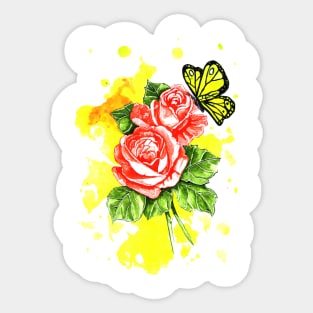 Butterfly And Rose Sticker